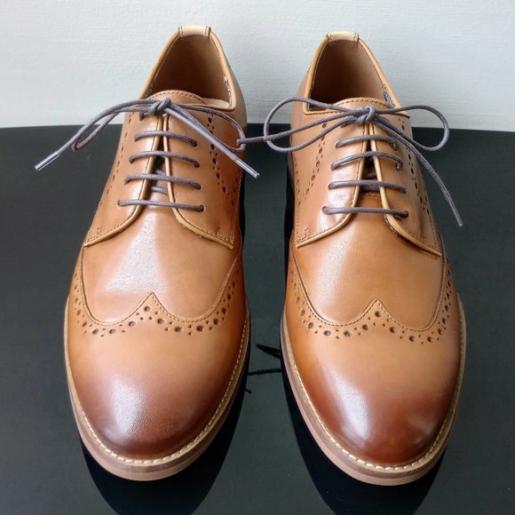 Johnston & Murphy Men's Haywood Wingtip Oxford in Nice Tan FG Leather - Picture 4 of 14